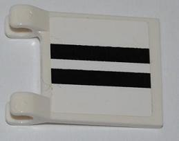 Lego Flag 2 x 2 Square with Flat Edge with 2 Black Lines on White Background Pattern (Sticker) - Set 8198