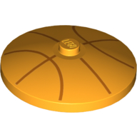 Lego Dish 4 x 4 Inverted [Radar] with Basketball Lines Print / Bright Light Orange