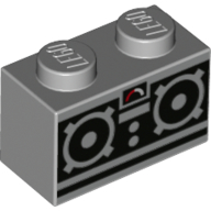 Lego Brick 1 x 2 with Remote Control Turn Buttons print / Light Bluish Gray