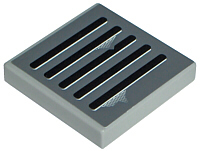 Lego Tile 2 x 2 with Black Grille and Wear Marks on Dark Bluish Gray Background Pattern Model Right Side (Sticker) - Sets 7256 / 7283 / Light Bluish Gray