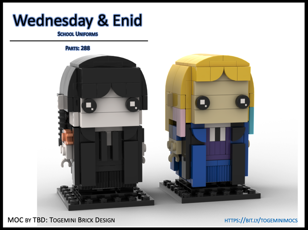 Lego Wednesday & Enid - School Uniform - Brickheadz