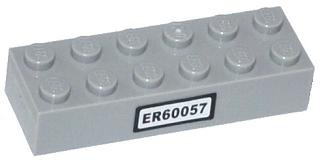 Lego Brick 2 x 6 with 'ER60057' Pattern (Sticker) - Set 60057 / Light Bluish Gray