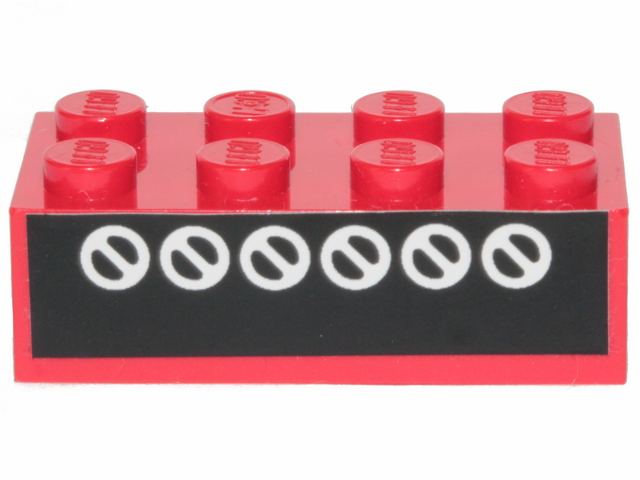 Lego Brick 2 x 4 with 6 White Circles with Diagonals on Black Pattern (Sticker) - Set 6382