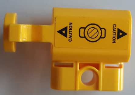 Lego Projectile Launcher Part, Net Shooter Canister with 'CAUTION' and Triangles on Yellow Background Pattern on Both Sides (Stickers) - Set 60172 / Yellow