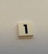 Lego Tile 2 x 2 with Black Number 1 on White Background Pattern (Sticker) - Set 60110