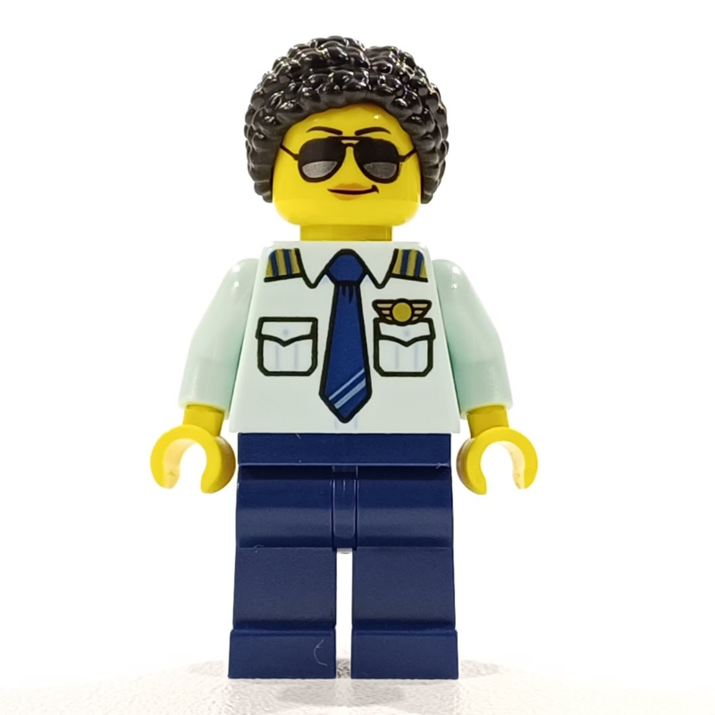 Lego Pilot, Black Hair and Sunglasses