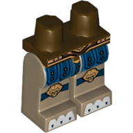 Lego Hips and Dark Tan Legs with Blue Loincloth, Gold Knee Pads and Belt and White Claws Print / Dark Brown