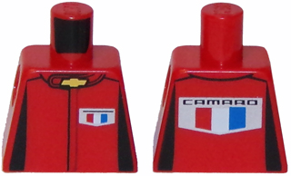Lego Torso Racing Suit with Chevrolet Logo on Front and 'CAMARO' on Back Pattern / Red