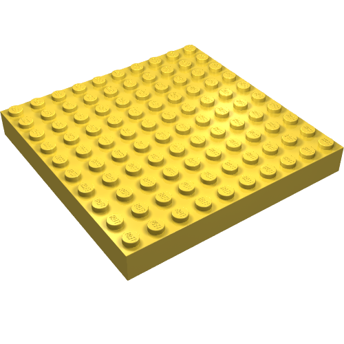 Lego Brick 10 x 10 without Bottom Tubes, without Cross Supports / Yellow