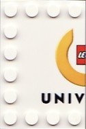 Lego Tile, Modified 4 x 6 with Studs on Edges with LEGO Universe Logo Left Half and Black 'UNIV' Pattern / White