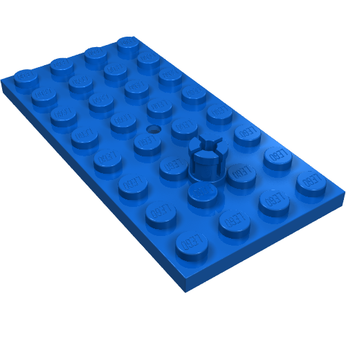 Lego Plate Special 4 x 8 with Trailer Hitch Pin / Blue