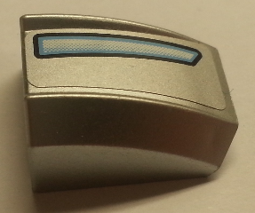 Lego Slope, Curved 2 x 2 Lip with Headlight Medium Blue and White Pattern Model Left Side (Sticker) - Set 8140