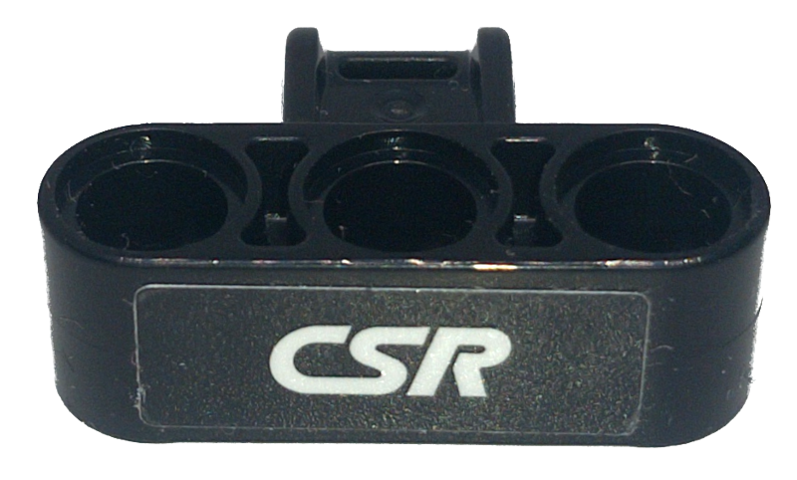 Lego Technic, Axle and Pin Connector Perpendicular Triple with White 'CSR' Pattern (Sticker) - Set 42151