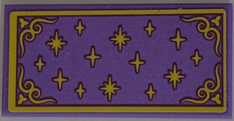 Lego Tile 2 x 4 with Rug with Gold Sparkles, Scrollwork and Border Pattern (Sticker) - Set 43187