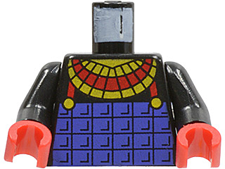 Lego Torso Adventurers Desert Pharaoh Breastplate Pattern (Hotep) / Black Arms / Red Hands