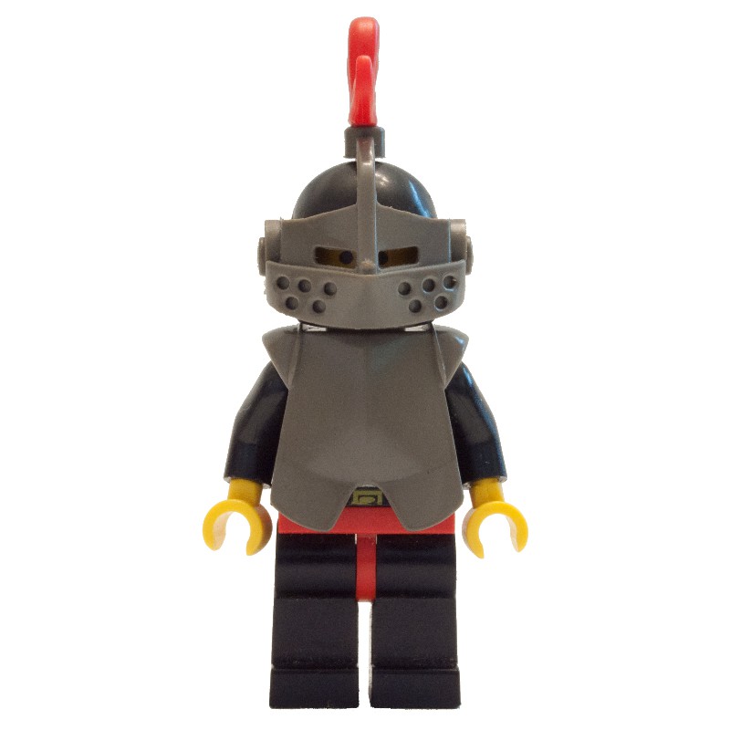 Lego Knight (Breastplate on Black) - Black Legs, Armor, Red Plume, Hollow Stud Head