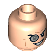 Lego Minifig Head Penguin, Monocle, Raised Right Eyebrow, Wide Grin with Teeth Print / Light Nougat