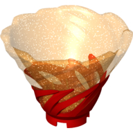 Lego Cone Reverse, Spinner, with Marbled Glitter Trans-Orange Pattern / Red