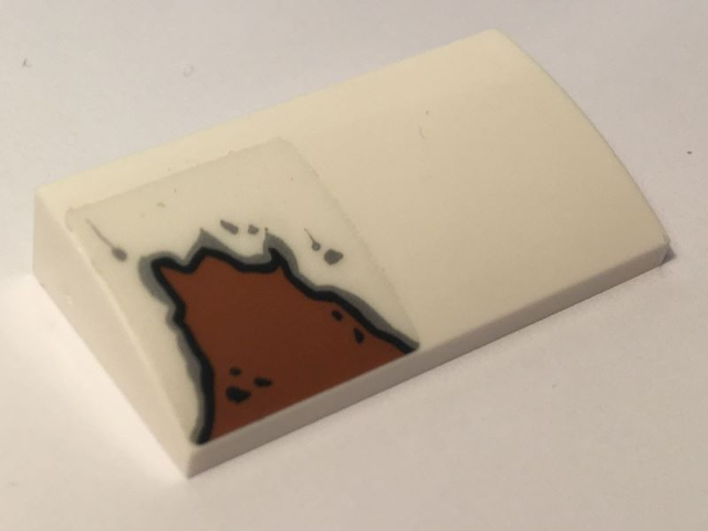 Lego Slope, Curved 2 x 4 x 2/3 with Bottom Tubes with Rust on Left Pattern (Sticker) - Set 10274