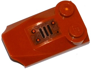 Lego Slope, Curved 3 x 2 x 2/3 with 2 Studs, Wing End with Rust, Grille and Rivets Pattern Model Left Side (Sticker) - Set 70143