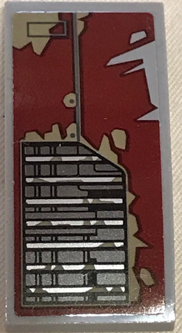Lego Slope, Curved 4 x 2 with SW Vent and Peeling Dark Red Paint Pattern (Sticker) - Set 75202