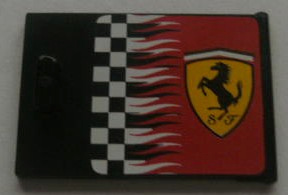 Lego Container, Cupboard 2 x 3 x 2 Door with Checkered Flag and Ferrari Logo Pattern Right (Sticker) - Sets 8185 / 8654 / 8672 / Black