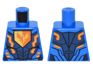 Lego Torso Nexo Knights Armor with Orange and Gold Circuitry and Falcon on Pentagonal Shield Pattern / Blue