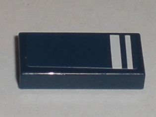 Lego Tile 1 x 2 with 2 White Stripes Pattern (Sticker) - Set 8194