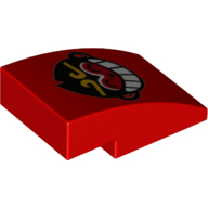 Lego Brick Curved 3 x 2 No Studs with Monkey Head Print / Red