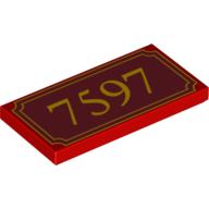 Lego Tile 2 x 4 with Yellow '7597' and Fancy Outline Print