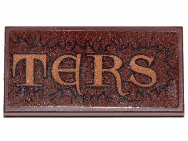 Lego Tile 2 x 4 with 'TERS' and Fur Pattern (Sticker) - Set 30628 / Reddish Brown