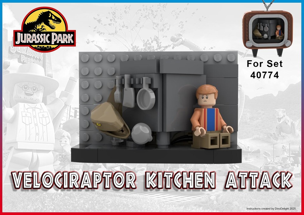 Lego Jurassic Park - Velociraptor Kitchen Attack TV Scene