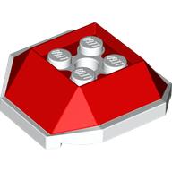 Lego Brick Wedged, Sloped 4 x 4 with White Underside Pattern (Koopa Troopa Shell) / Red