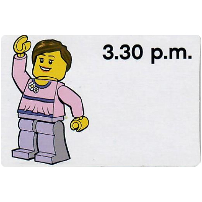 Lego Activity Card, Time-Teaching 12-Hour Clock 3.30 p.m., Female