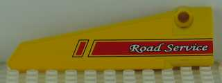 Lego Technic, Panel Fairing # 6 Long Smooth, Side B with Red and Black Stripes and 'Road Service' Pattern (Sticker) - Set 8109 / Yellow