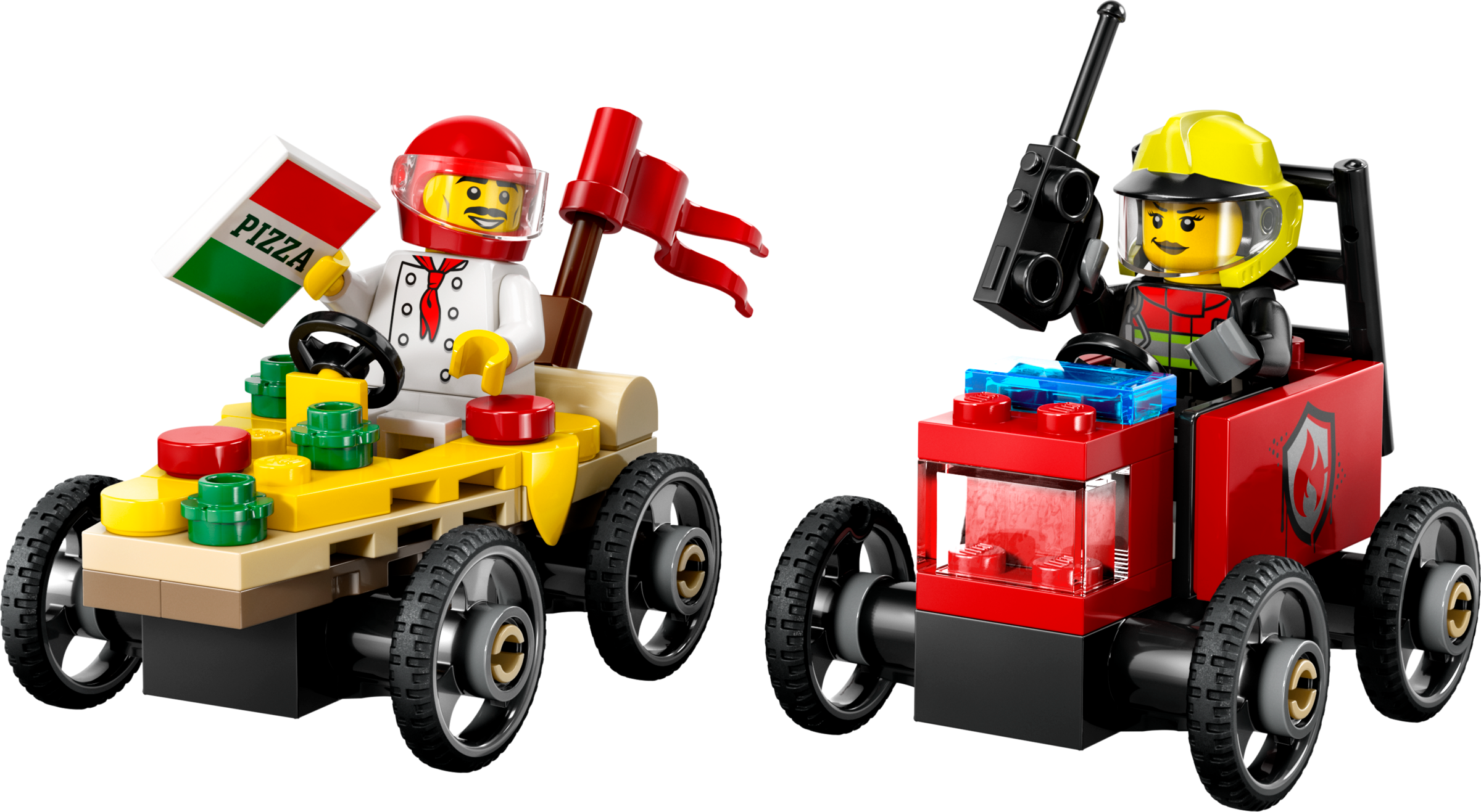 Lego Pizza vs. Fire Truck Race Car Pack