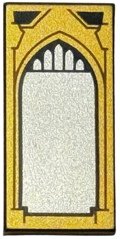 Lego Tile 1 x 2 with Silver Mirror with Black Arch Border and Reddish Brown Trim Pattern (HP Mirror of Erised)