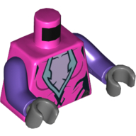 Lego Torso Shirt with Sand Blue Trim, Lavender Under-Shirt Print, Dark Purple Arms, Dark Bluish Gray Hands / Dark Pink