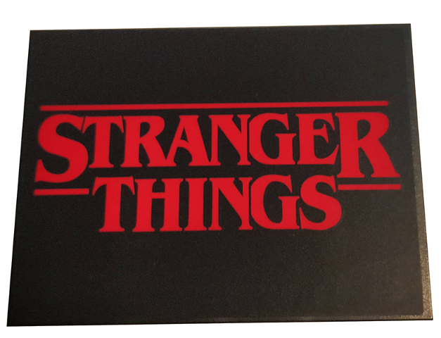 Lego Slope 10 6 x 8 with Red 'STRANGER THINGS' on Black Background Pattern (Sticker) - Set 75810 / Black