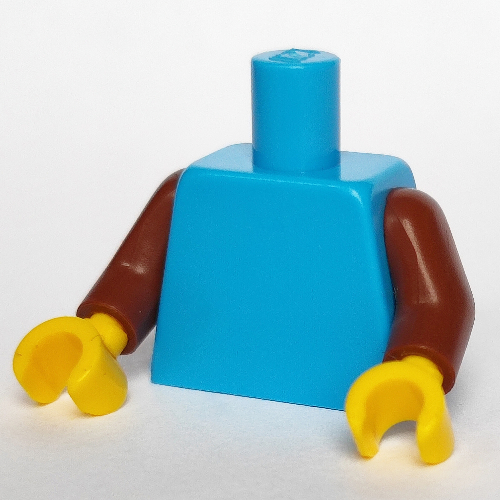 Lego Torso, Reddish Brown Arms, Yellow Hands [Plain] / Dark Azure