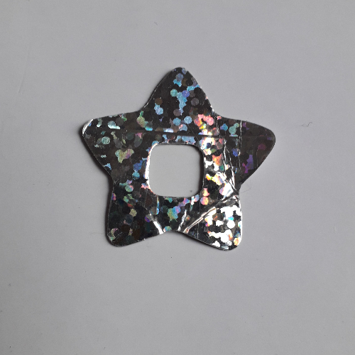 Lego Clikits Icon Accent, Star 3 1/4 x 3 1/4 with Holographic Pattern / Chrome Silver