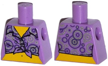 Lego Torso Female Shirt Tied at Waist with Purple and Silver Circles Pattern / Medium Lavender