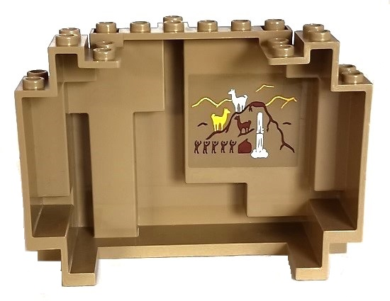 Lego Rock Panel 4 x 10 x 6 Rectangular (BURP) with Alpacas, Mountains and Waterfall Pattern on Inside (Sticker) - Set 41432