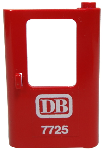 Lego Door 1 x 4 x 5 Train Right, Thin Support at Bottom with White 'DB 7725' Pattern (Sticker) - Set 7725