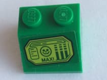 Lego Slope 45 2 x 2 with Lime Screen with 'MAX!' and Skull Face Pattern (Sticker) - Set 76096