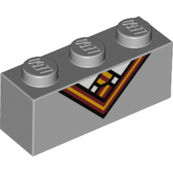 Lego Brick 1 x 3 with Tie, Shirt in Gryffindor Colors Print / Light Bluish Gray
