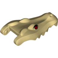 Lego Animal Body Part, Alligator / Crocodile Head Upper Jaw in Tan with Red Eyes Print / Tan