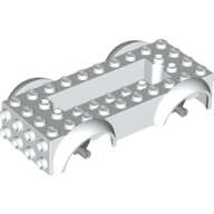 Lego Vehicle Base 4 x 10 x 2 1/2 with Mudguards, Wheel Pins and 6 x 2 Centre Recess with 3 Holes, Light Bluish Gray Wheel Holders / White