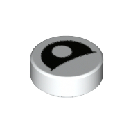 Lego Tile Round 1 x 1 with Curved Black Eye with Central Pupil Partially Closed Print