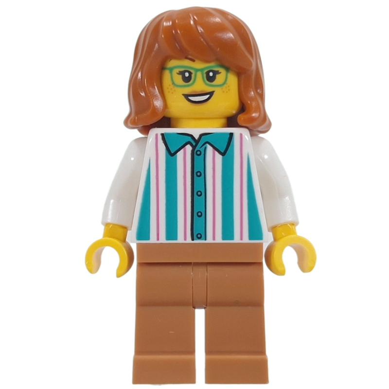 Lego Ice Cream Server, White Shirt, Medium Nougat Legs, Dark Orange Hair